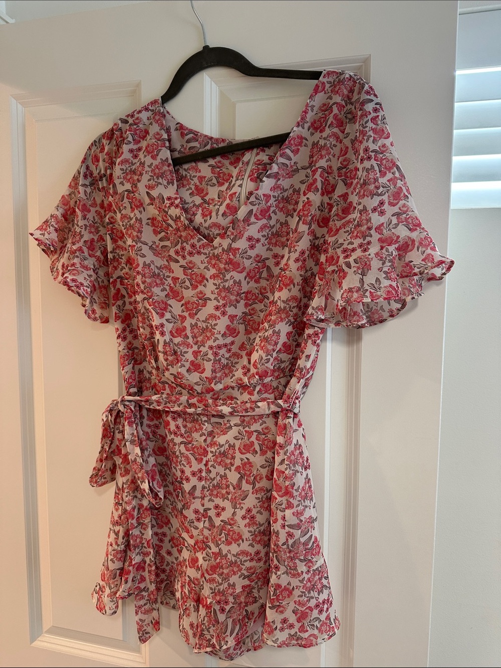 BB Dakota Pink Floral Short Wrap Dress
